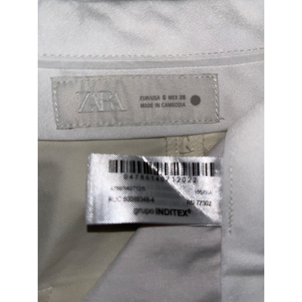 Zara Women Off White Cream High Waisted Wide Leg Cuffed Trouser Pants Size S 26 - Picture 7 of 10